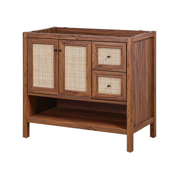 Jasper Rattan Modern Coastal 2-Shelf Bath Vanity Cabinet Only (Sink Basin Not Included)